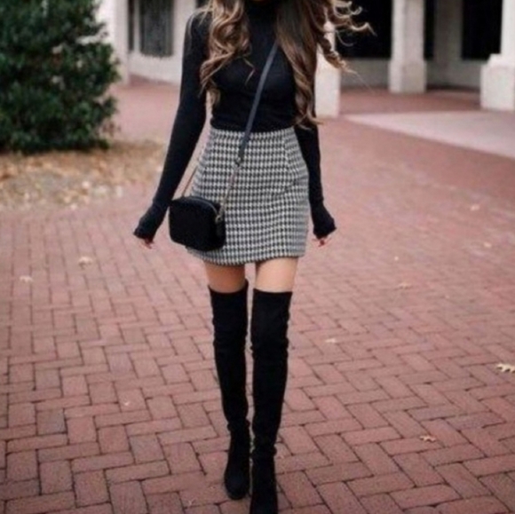 🆕 The Limited Wool Blend Houndstooth Skirt. Black-Tan-Cream-Little Gold. Size 6 - Picture 8 of 8